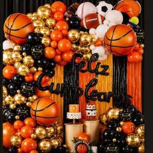 SET DE GLOBOS ARCO XL FELIZ CUMPLEA�OS PELOTA DE BASQUET (GY 7934) 72 UNIDADES